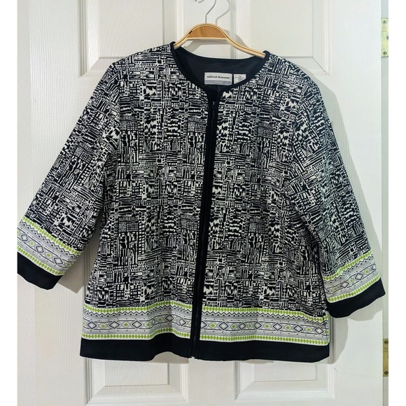 Alfred Dunner‎ Petite Abstract Print 3/4 Sleeve Zip Front Jacket Size 16P - Picture 1 of 10